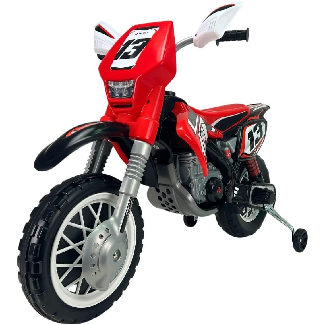 Moto de motocrós (vermella), vista 3