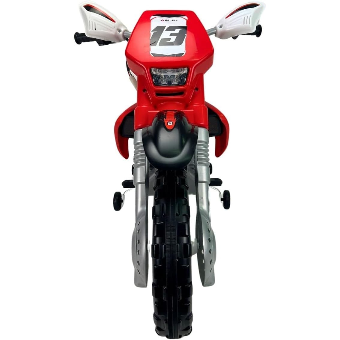 Moto de motocrós (vermella), vista 4