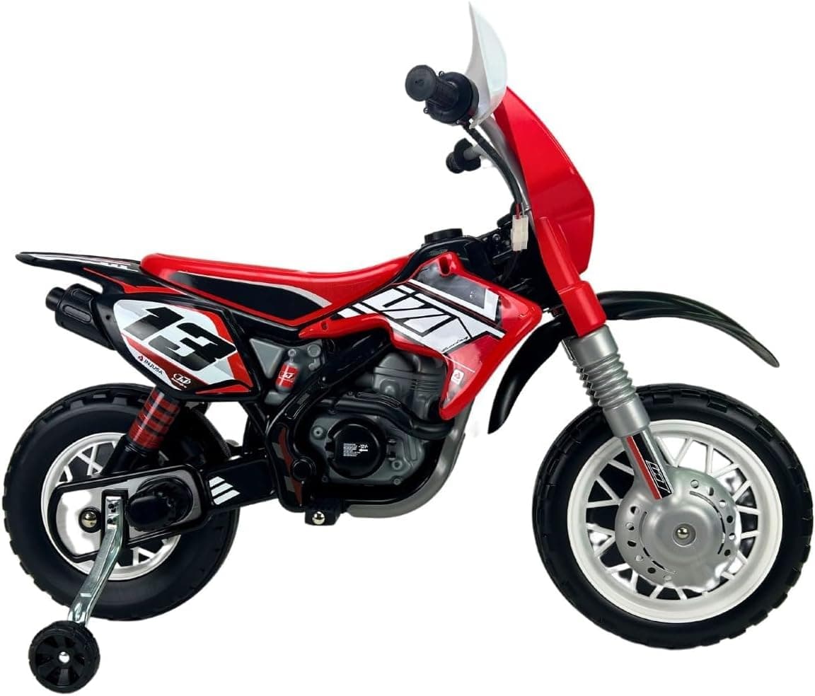 Moto de motocrós (vermella), vista 5